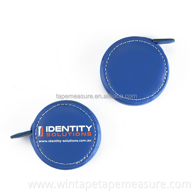 Hot Blue Color High Quality Retractable Embossed Measuring tape in leather case